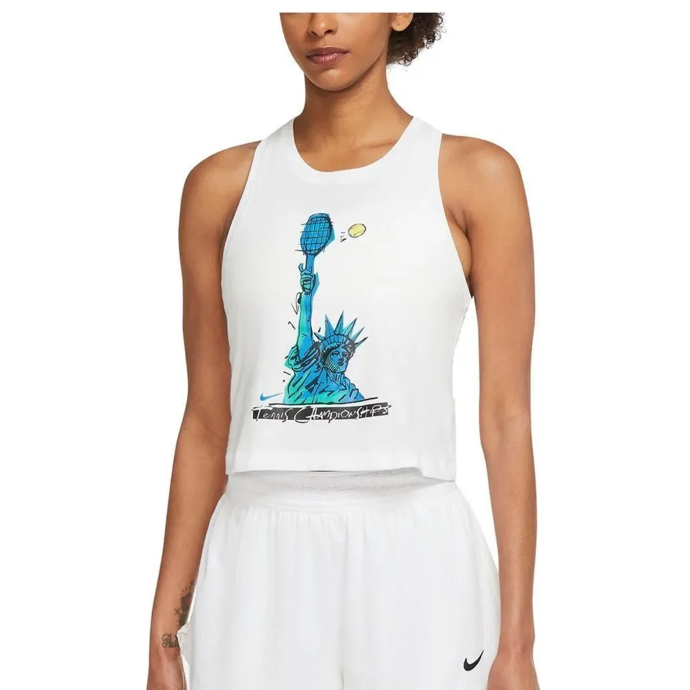 Nike Women's Court Dri-FIT NYC Liberty Racerback Tank Top in White Size Large